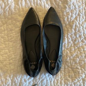 Isola Black Leather Flats